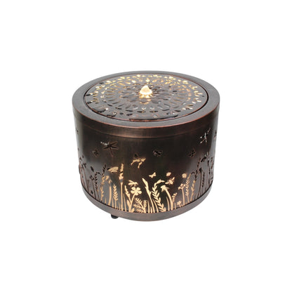 Gartenbrunnen mit LED Beleuchtung aus Metall runder Springbrunnen Wasserspiel Gartendeko