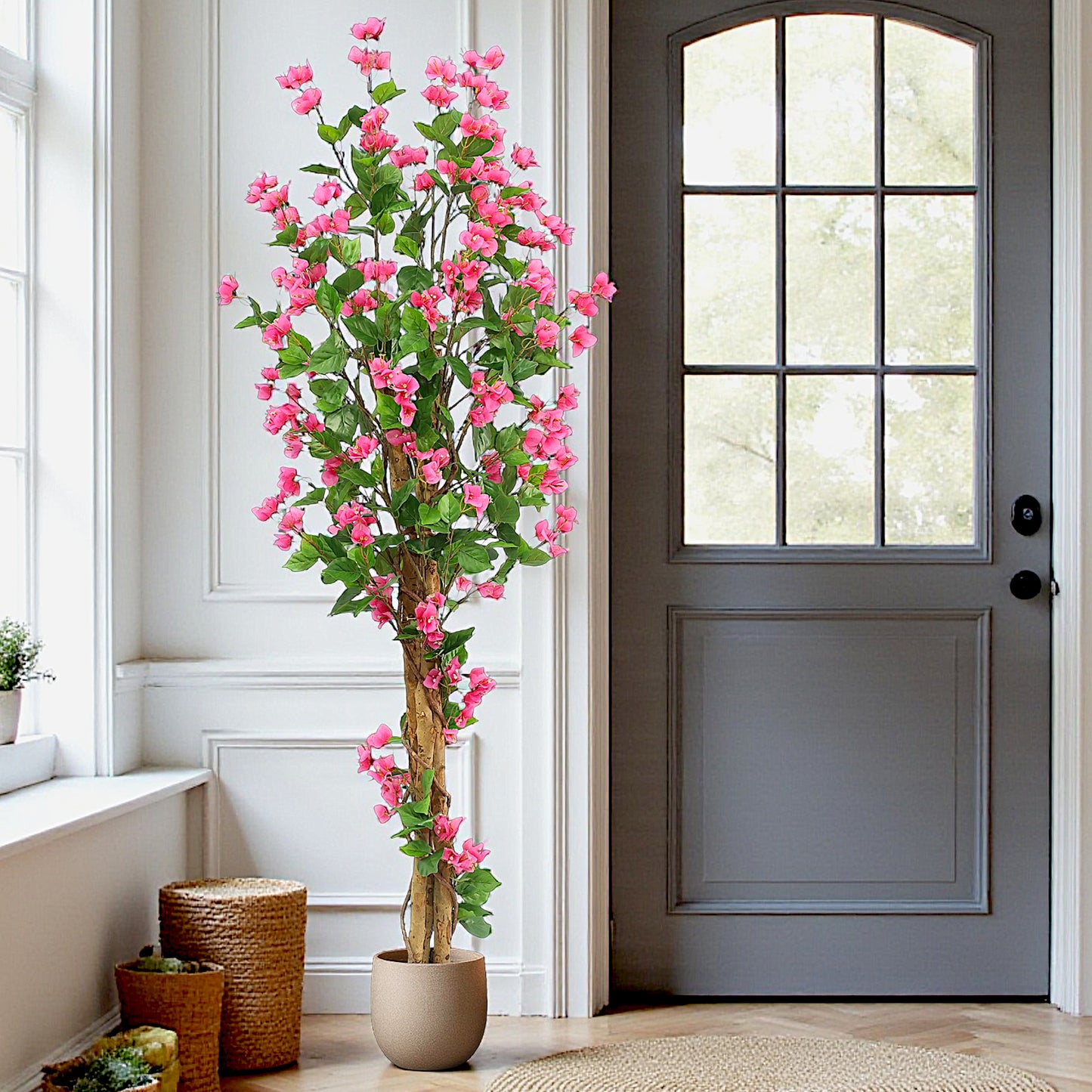 Künstliche Bougainvillea 180 cm Kunstpflanze mit Blüten Kunstbaum Dekoration im Topf