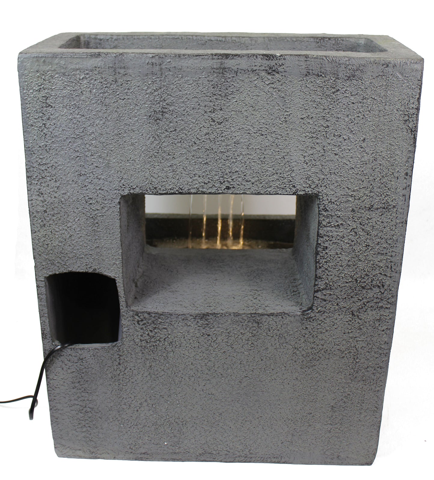 Gartenbrunnen mit Beleuchtung bepflanzbar Betonoptik 57 cm Springbrunnen