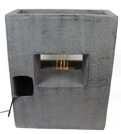 Gartenbrunnen mit Beleuchtung bepflanzbar Betonoptik 57 cm Springbrunnen