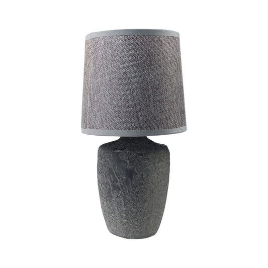Tischlampe aus Keramik Beton-Optik Grau kleine Nachttischlampe Beistelllampe