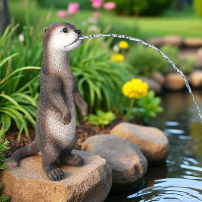 Solar Wasserspeier Otter Gartenteichdeko Solarspringbrunnen Wasserspiel Brunnen Gartenbrunnen