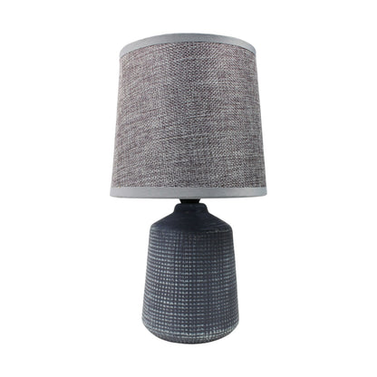 Tischlampe aus Keramik Beton-Optik Grau kleine Nachttischlampe Beistelllampe 15x 28 cm