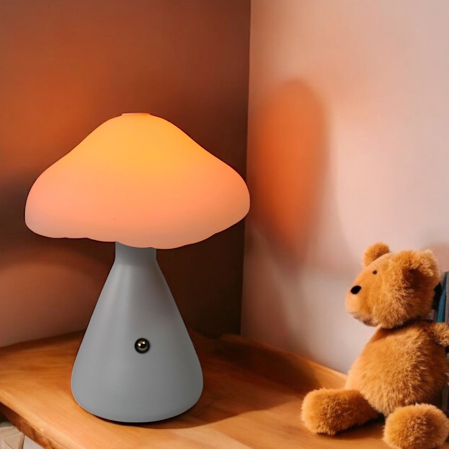 LED Akku Tischlampe kabellos Pilz Lampe 21 cm Tischleuchte Nachtlicht Touch Dimmbar PL601