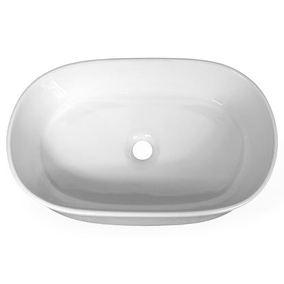 Design Aufsatzwaschbecken 56 x 34,5 x 14 cm Waschbecken modern Keramik Weiß Waschschale