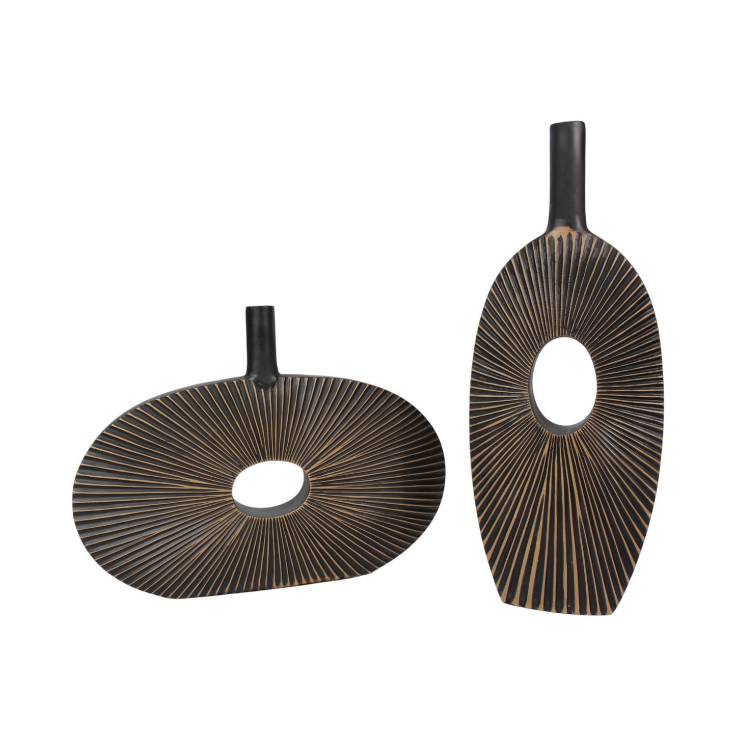 Dekovase geriffelt moderne Blumenvase braun dunkel