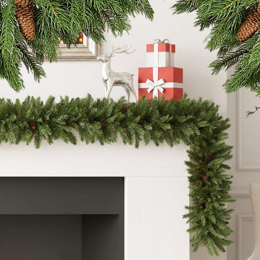 Künstliche Weihnachtsgirlande 100% Spritzguss Tannengirlande 270 cm mit Tannenzapfen Girlande