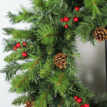 Künstlicher Weihnachtskranz 60 cm – Realistische Tannenzweige mit roten Ilex-Beeren & Tannenzapfen Deko-Kranz