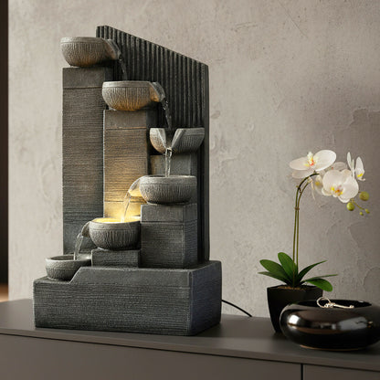 Zimmerbrunnen mit LED Beleuchtung Kaskade LR003 Gartenbrunnen 45 cm Springbrunnen Wasserspiel Deko-Brunnen