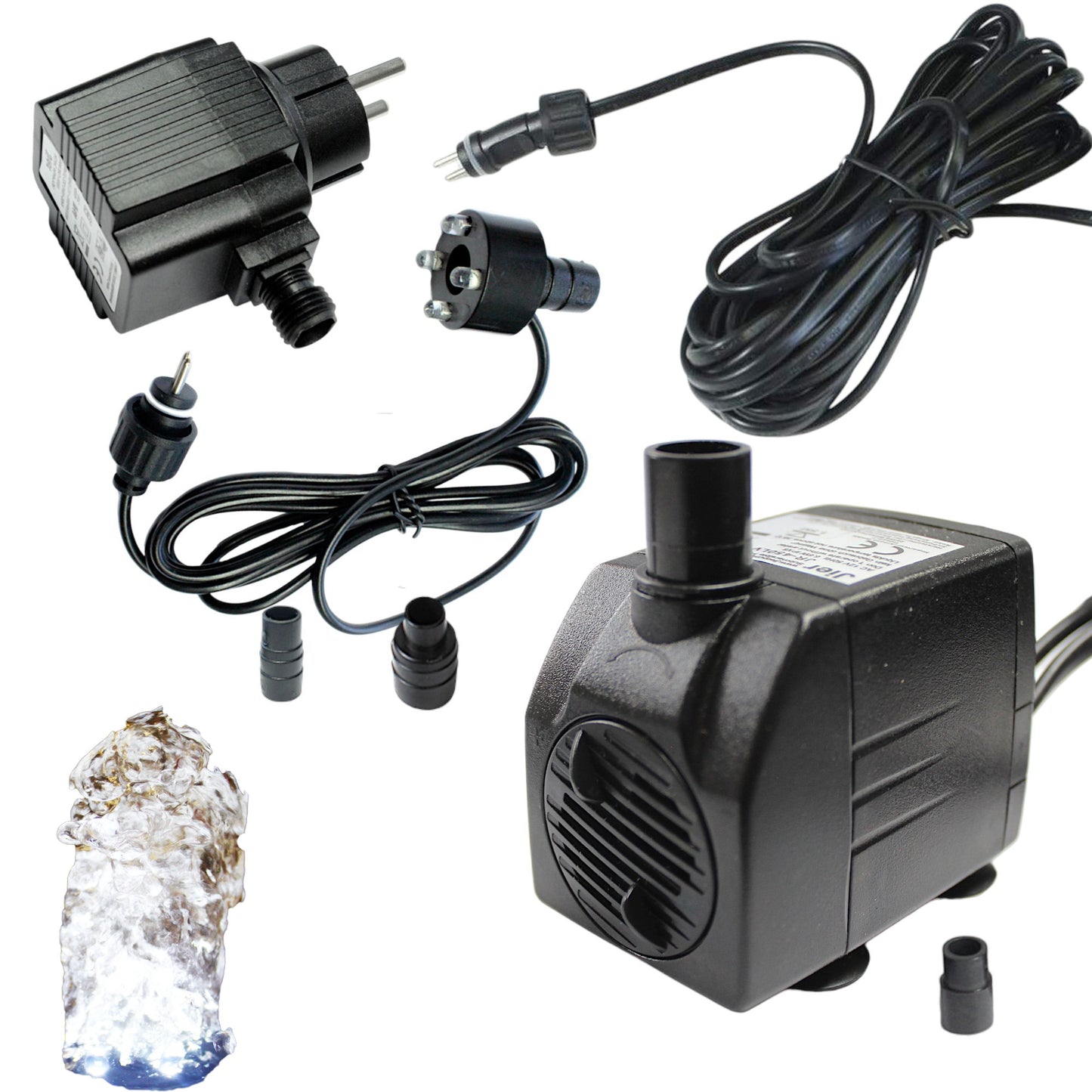 Springbrunnenpumpe mit 1x LED Spot Teichpumpe Wasserpumpe Bachlaufpumpe