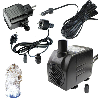 Springbrunnenpumpe mit 1x LED Spot Teichpumpe Wasserpumpe Bachlaufpumpe