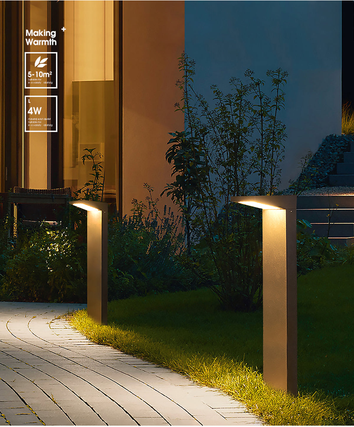 Moderne Solar Gartenlampe Aluminium helle Solarlampe Außenleuchte Sockelleuchte warmweiß