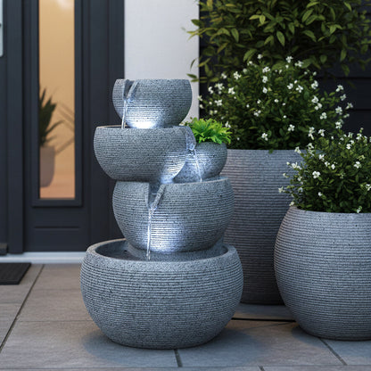 Zimmerbrunnen mit LED Beleuchtung Brunnen Innen- und Außenbereich Granit-Optik Springbrunnen Kaskade 44,5 cm