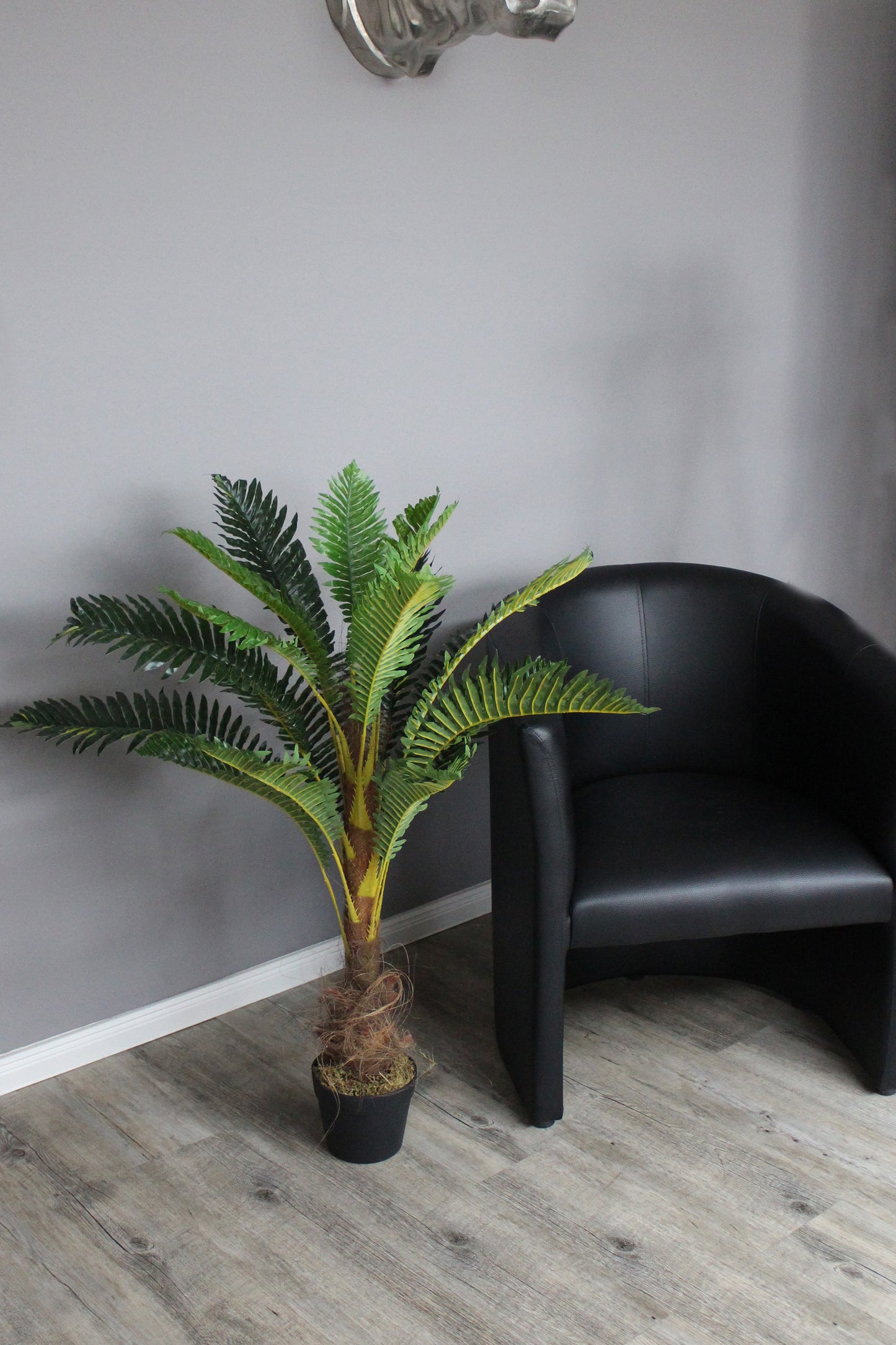 Künstliche Palme 100 cm mit 18 Palmenwedel wie echt Kunstpalme Kunstpflanze im Topf