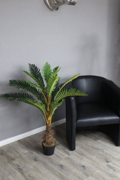 Künstliche Palme 100 cm mit 18 Palmenwedel wie echt Kunstpalme Kunstpflanze im Topf