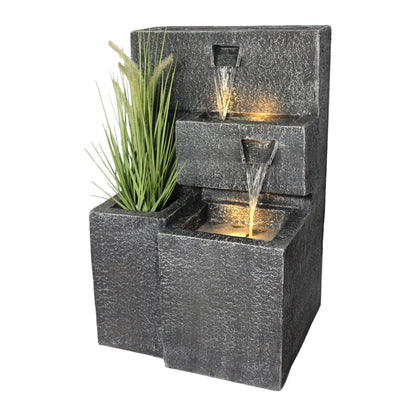 Springbrunnen "Grada" Bepflanzbar mit LED Beleuchtung, Wasserfall Gartenbrunnen Kaskade Terrassenbrunnen