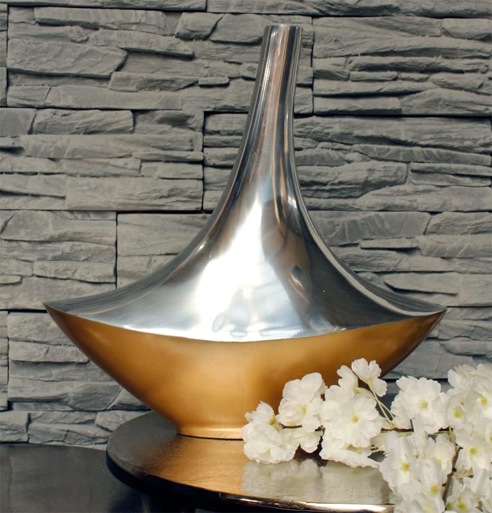 Blumenvase Schiffchen aus Metall Design Vase Aluminium Dekovase