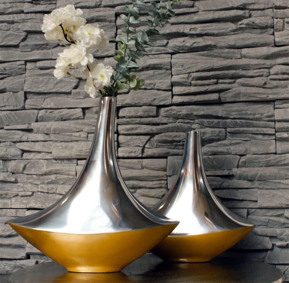 Blumenvase Schiffchen aus Metall Design Vase Aluminium Dekovase