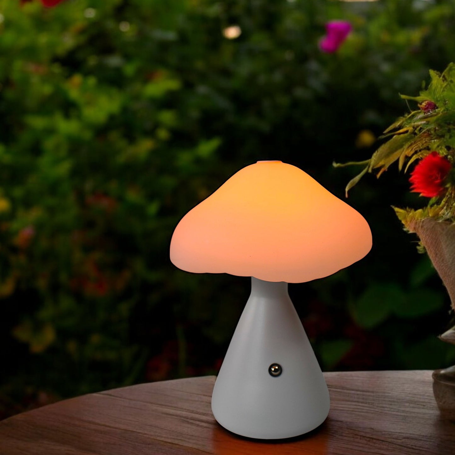 LED Akku Tischlampe kabellos Pilz Lampe 21 cm Tischleuchte Nachtlicht Touch Dimmbar PL601