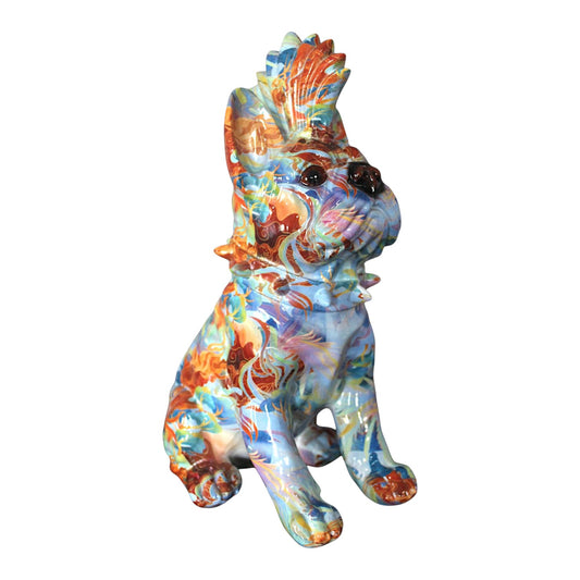 Bunte Bulldogge Dekofigur im Pop Art Design Moderne Hundeskulptur 32 cm Hoch