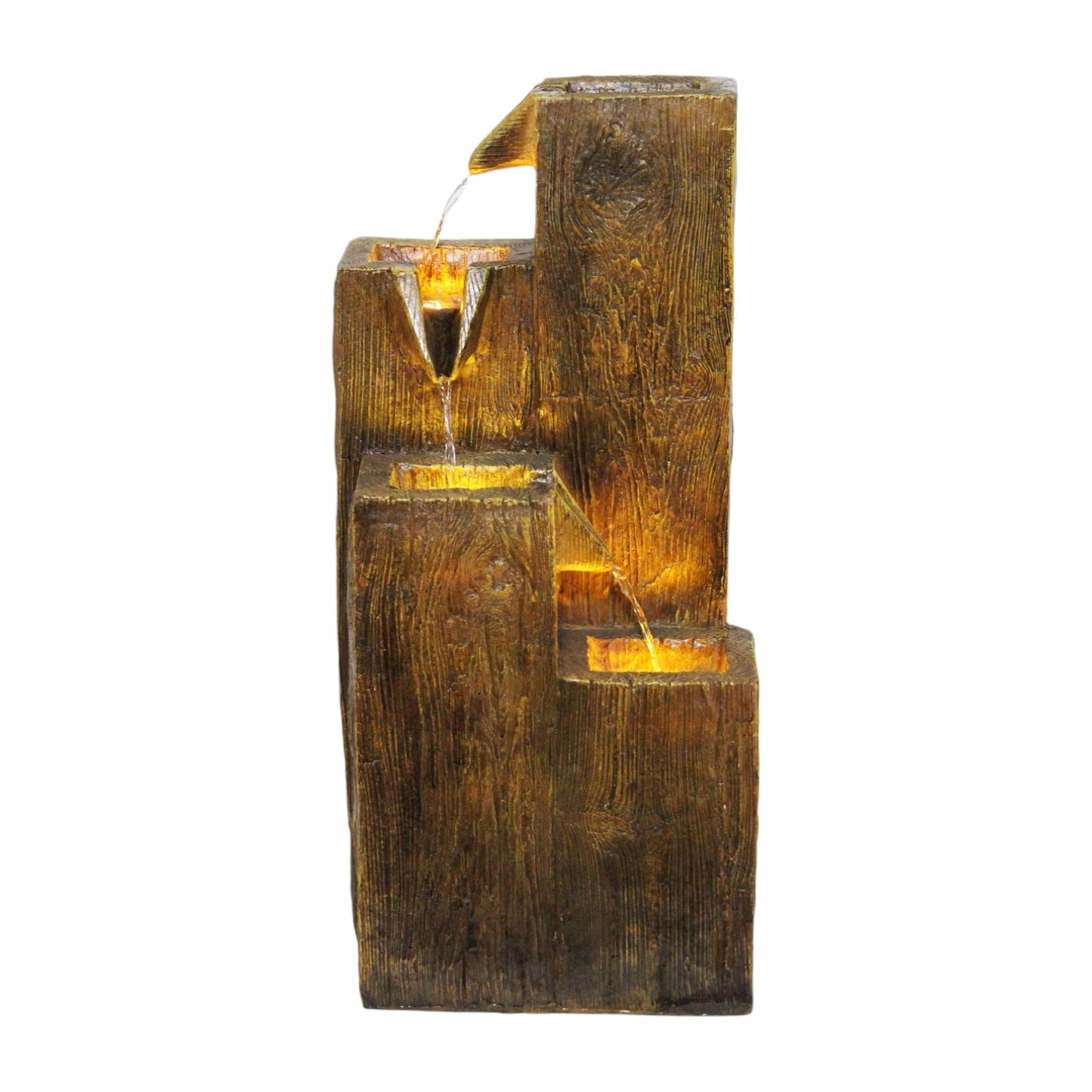 Gartenbrunnen BK823 in Holzoptik Wasserspiel Gartenbrunnen mit Beleuchtung