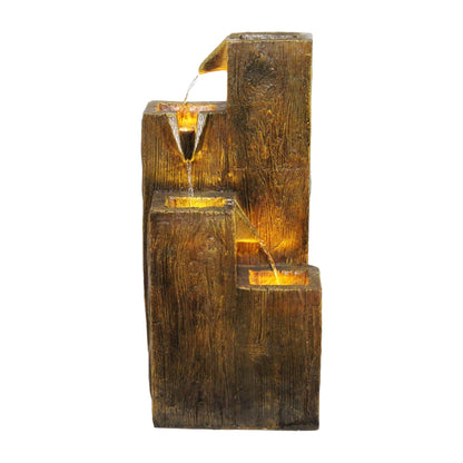 Gartenbrunnen BK823 in Holzoptik Wasserspiel Gartenbrunnen mit Beleuchtung