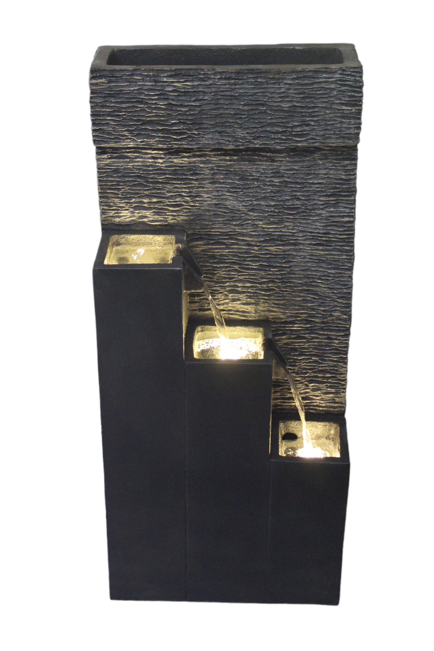 Großer Gartenbrunnen BK846 101 cm mit LED Beleuchtung Springbrunnen Kaskade mit Dekorationsbecken