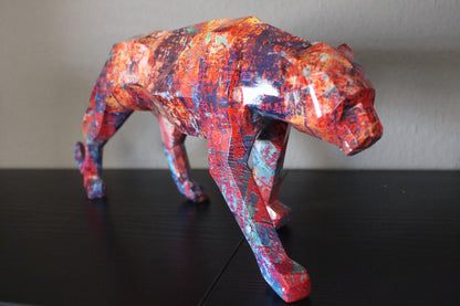 Jaguar Dekofigur Pop Art 49 cm Geometrisches Design Bunte Graffiti Optik Modern und Stylisch