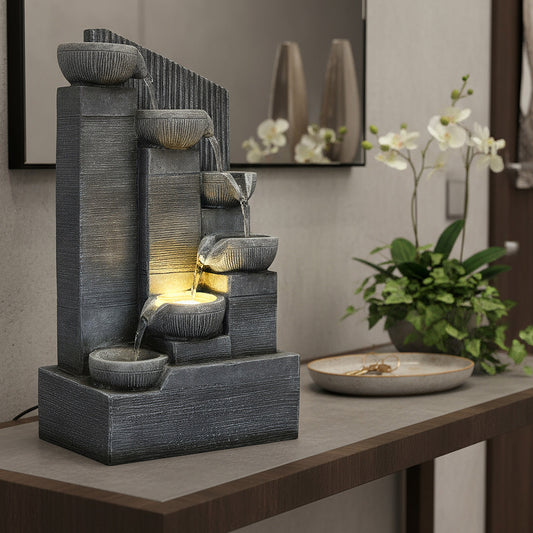 Zimmerbrunnen mit LED Beleuchtung Kaskade LR003 Gartenbrunnen 45 cm Springbrunnen Wasserspiel Deko-Brunnen