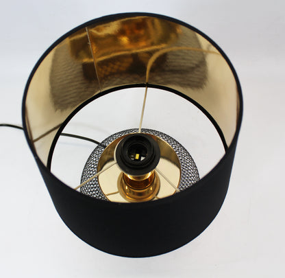 Tischlampe schwarz gold rund 25x38 cm mit schwarzem Schirm Nachttischlampe