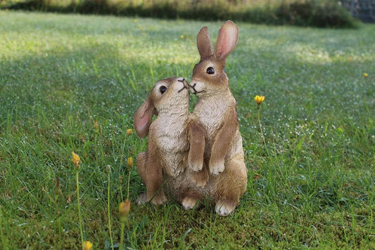 Gartenfigur Hasen Pärchen Tierfigur Kaninchen 27 cm