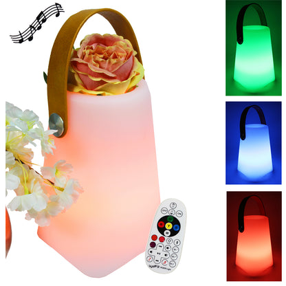 LED Tischleuchte mit Bluetoothlautsprecher RGB Farbwechsel kabellos 18x23 cm