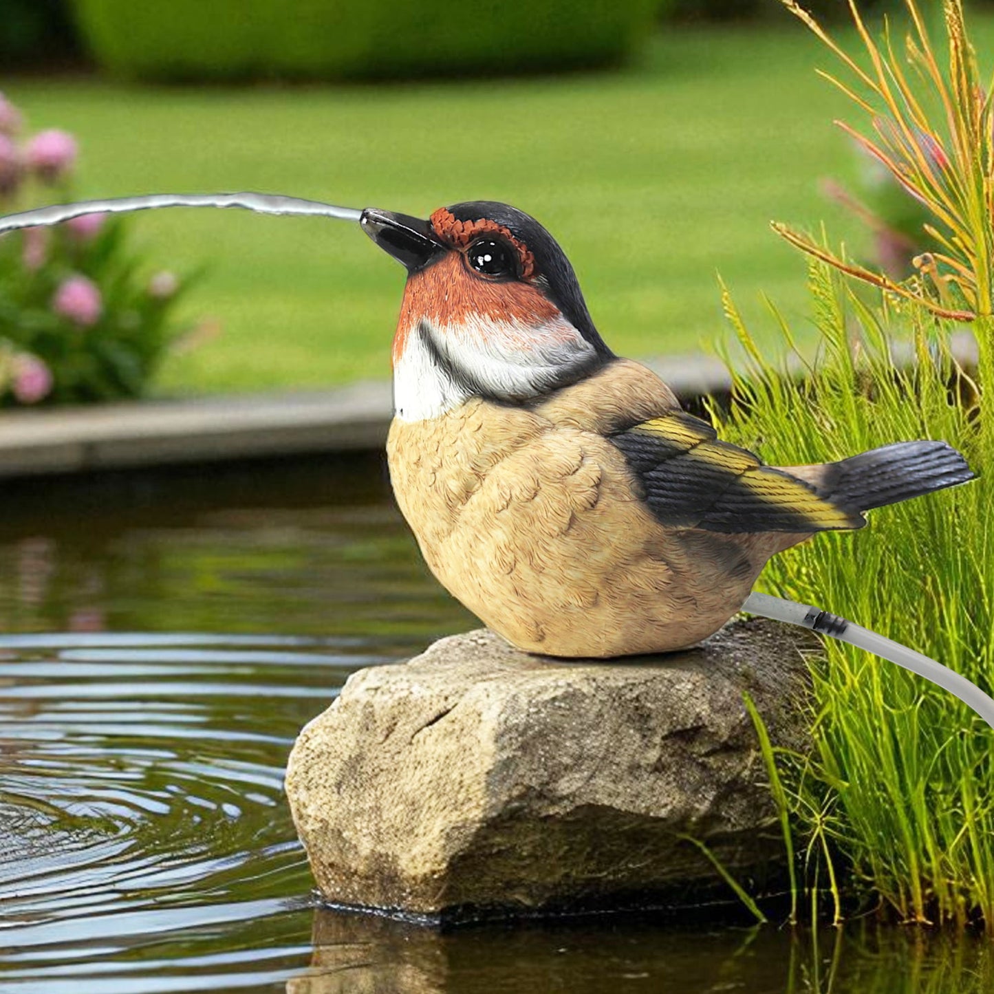 Solar Wasserspeier Vogel Gartenteichdeko Solarspringbrunnen Wasserspiel Brunnen Gartenbrunnen Gartenfigur