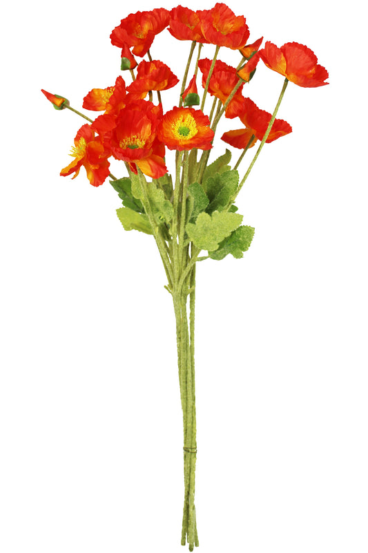 Künstliche Mohnblumen 5er Set mit 20 Blüten Kunstblumen Kunstpflanze
