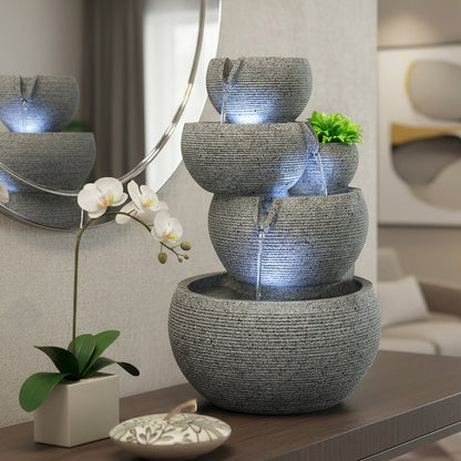 Zimmerbrunnen mit LED Beleuchtung Brunnen Innen- und Außenbereich Granit-Optik Springbrunnen Kaskade 44,5 cm