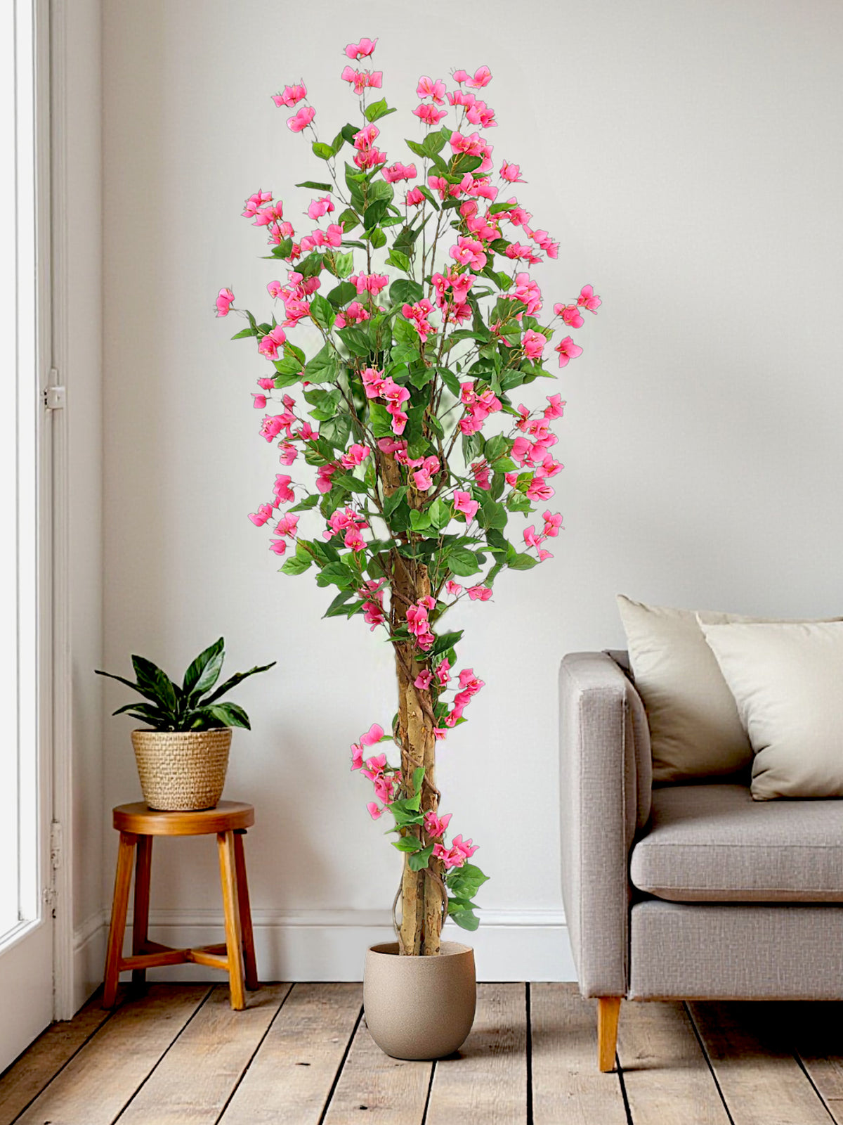 Künstliche Bougainvillea 180 cm Kunstpflanze mit Blüten Kunstbaum Dekoration im Topf