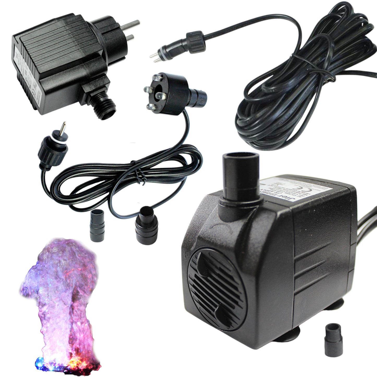 Springbrunnenpumpe mit 1x LED Spot Teichpumpe Wasserpumpe Bachlaufpumpe