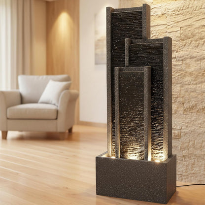 Gartenbrunnen BK903 Wasserwand 99 cm Standbrunnen Springbrunnen mit Beleuchtung Wasserfall Gartendeko