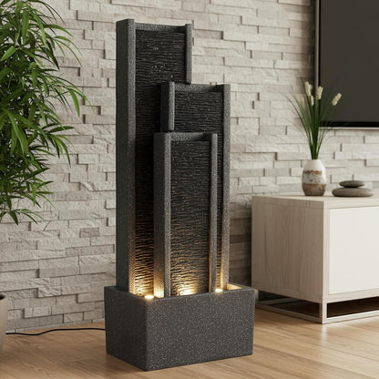 Gartenbrunnen BK903 Wasserwand 99 cm Standbrunnen Springbrunnen mit Beleuchtung Wasserfall Gartendeko