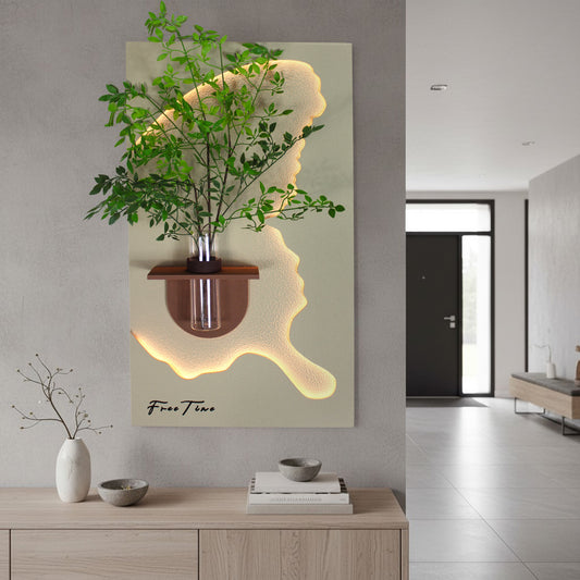 3D Wandbild mit LED-Beleuchtung & dekorativer Glasvase WD002 Wanddekoration