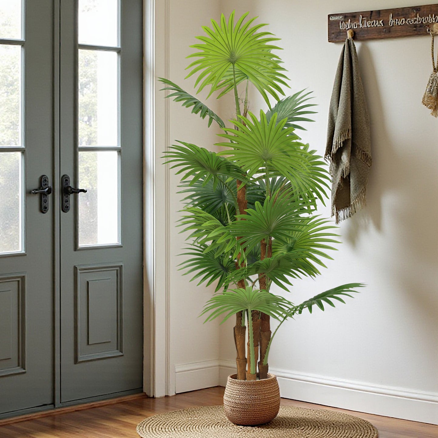 Künstlicher Palme 160 cm im Topf Fächerpalme Kunstpflanze groß Pflanze Dekoration Kunstbaum