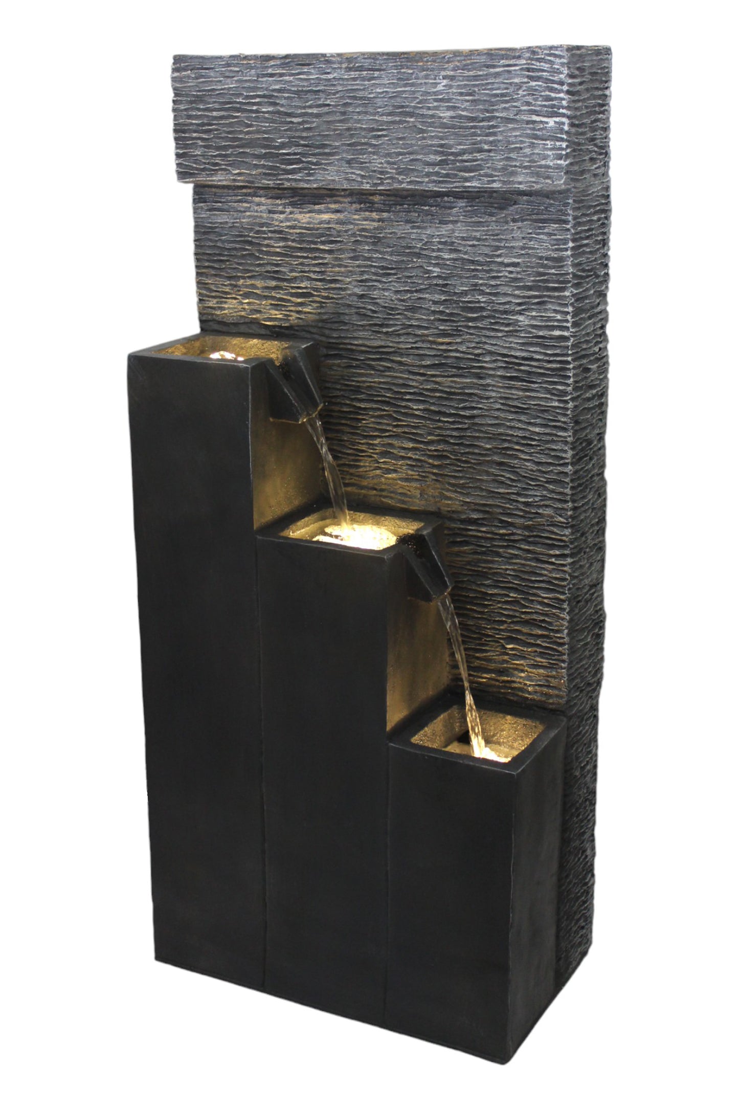 Großer Gartenbrunnen BK846 101 cm mit LED Beleuchtung Springbrunnen Kaskade mit Dekorationsbecken