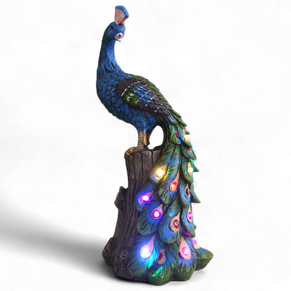 Solar Gartenfigur Pfau Gartendeko beleuchtet Solarleuchte Farbwechsel 31 cm Solarlampe Tierfigur Solarleuchte