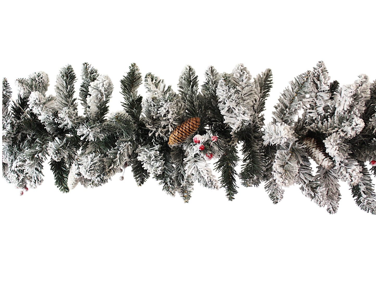 Künstliche Weihnachtsgirlande mit Schnee Tannengirlande 270 cm mit Tannenzapfen und Beeren