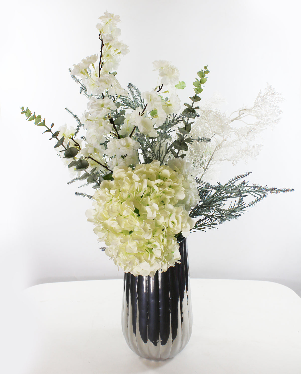Künstlicher Blumenstrauß mit Vase Blumen Bouquet weiß Kunstpflanze – arnusa