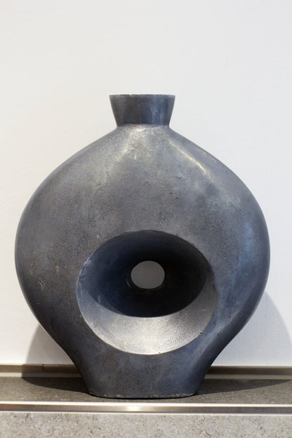 Design Metall Vase 39x 33 cm Türkis/Grau
