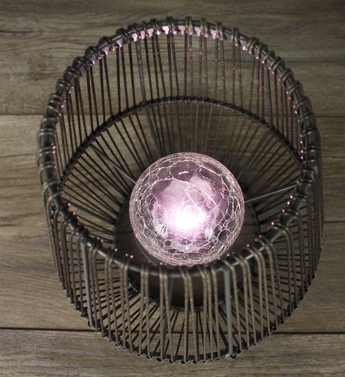 Solarlaterne Poly-Rattan 30 cm Höhe mit LED Glaskugel in Bruchglas-Optik