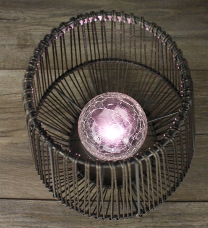 Solarlaterne Poly-Rattan 30 cm Höhe mit LED Glaskugel in Bruchglas-Optik