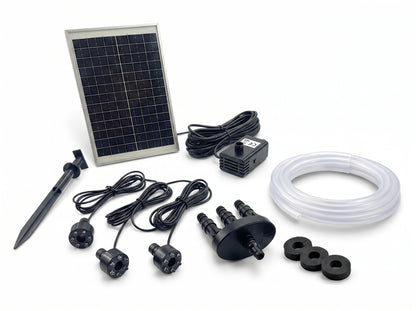 Solar Akku Pumpe Springbrunnenpumpen Komplett-Set 550 l/h mit LED-Beleuchtung