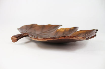 Dekoschale Herbstlaub 32x29 cm Schale Dekofigur Metall Aluminium Bronze Optik